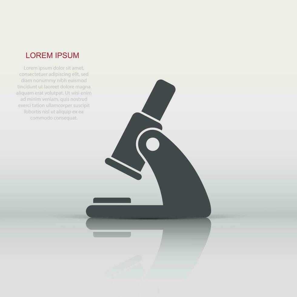 Microscope icon in flat style. Laboratory magnifier vector illustration on isolated background. Biology instrument sign business concept.