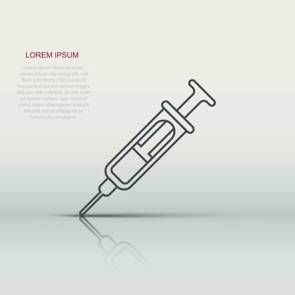 Syringe icon in flat style. Coronavirus vaccine inject vector illustration on isolated background. Covid-19 vaccination sign business concept.