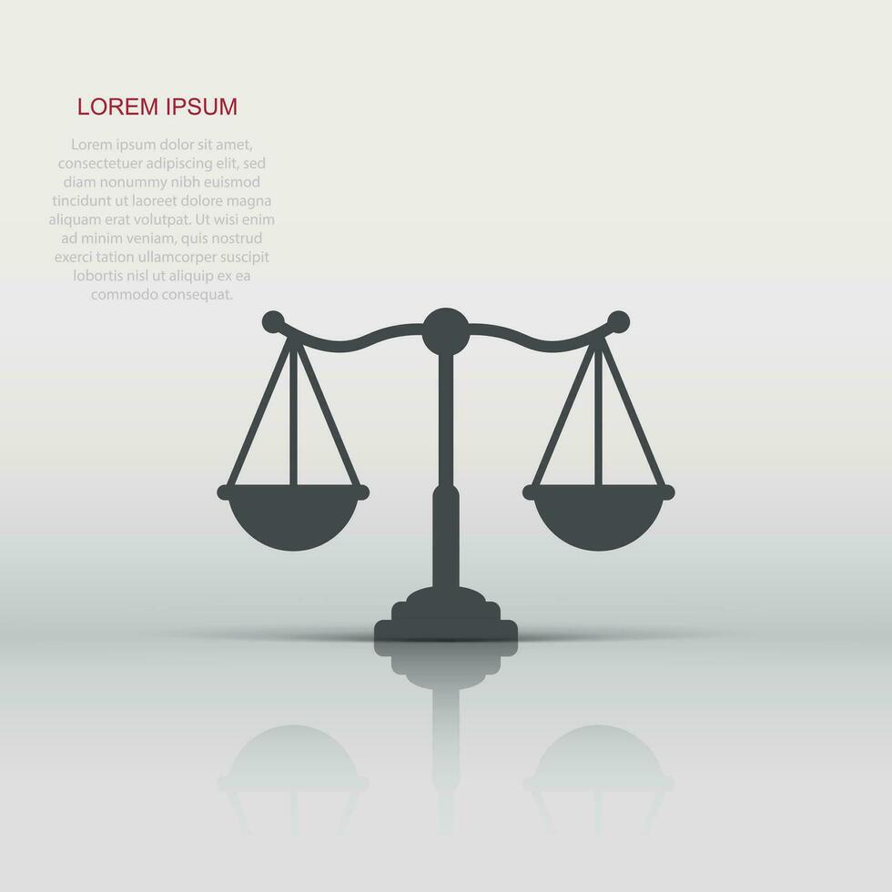Scales icon in flat style. Libra vector illustration on isolated background. Mass comparison sign business concept.