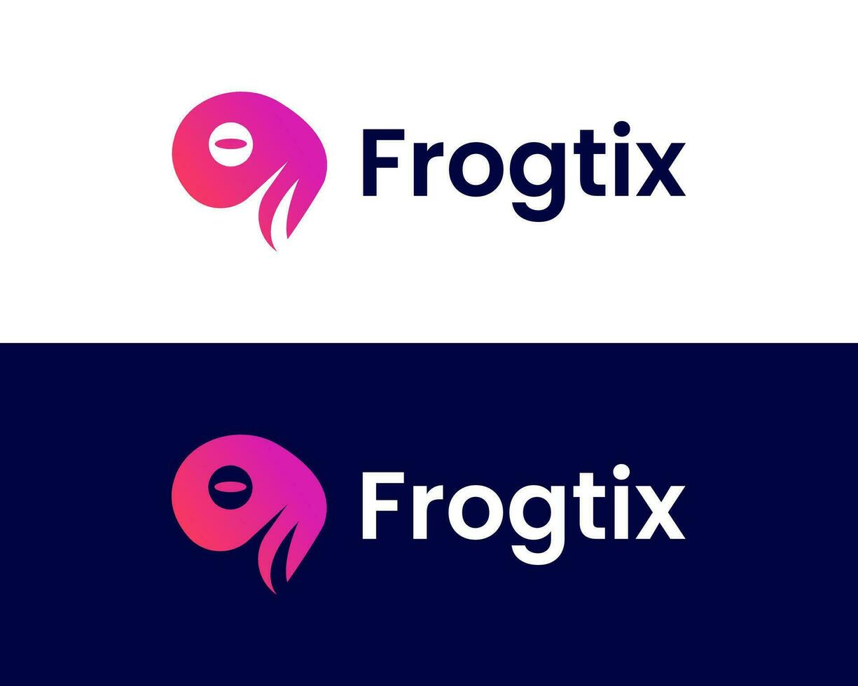 Modern frog head vector logo design template