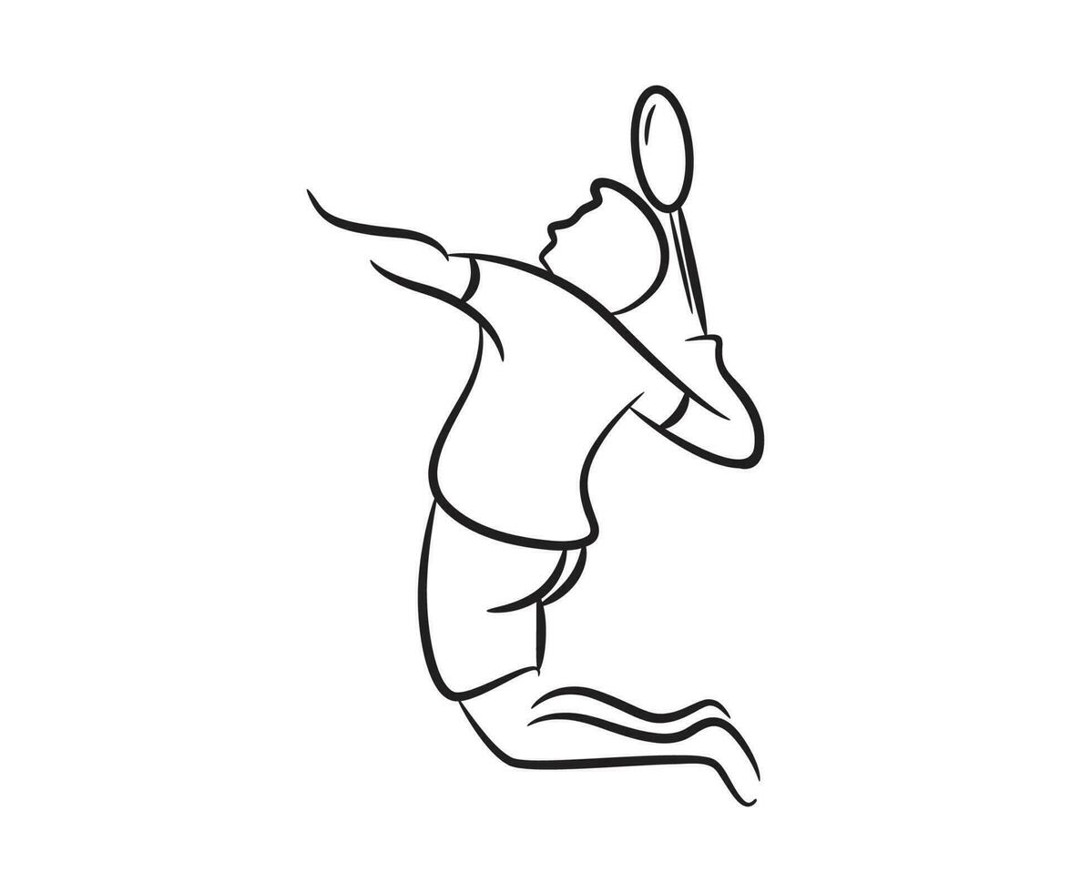 sketch badminton player vector