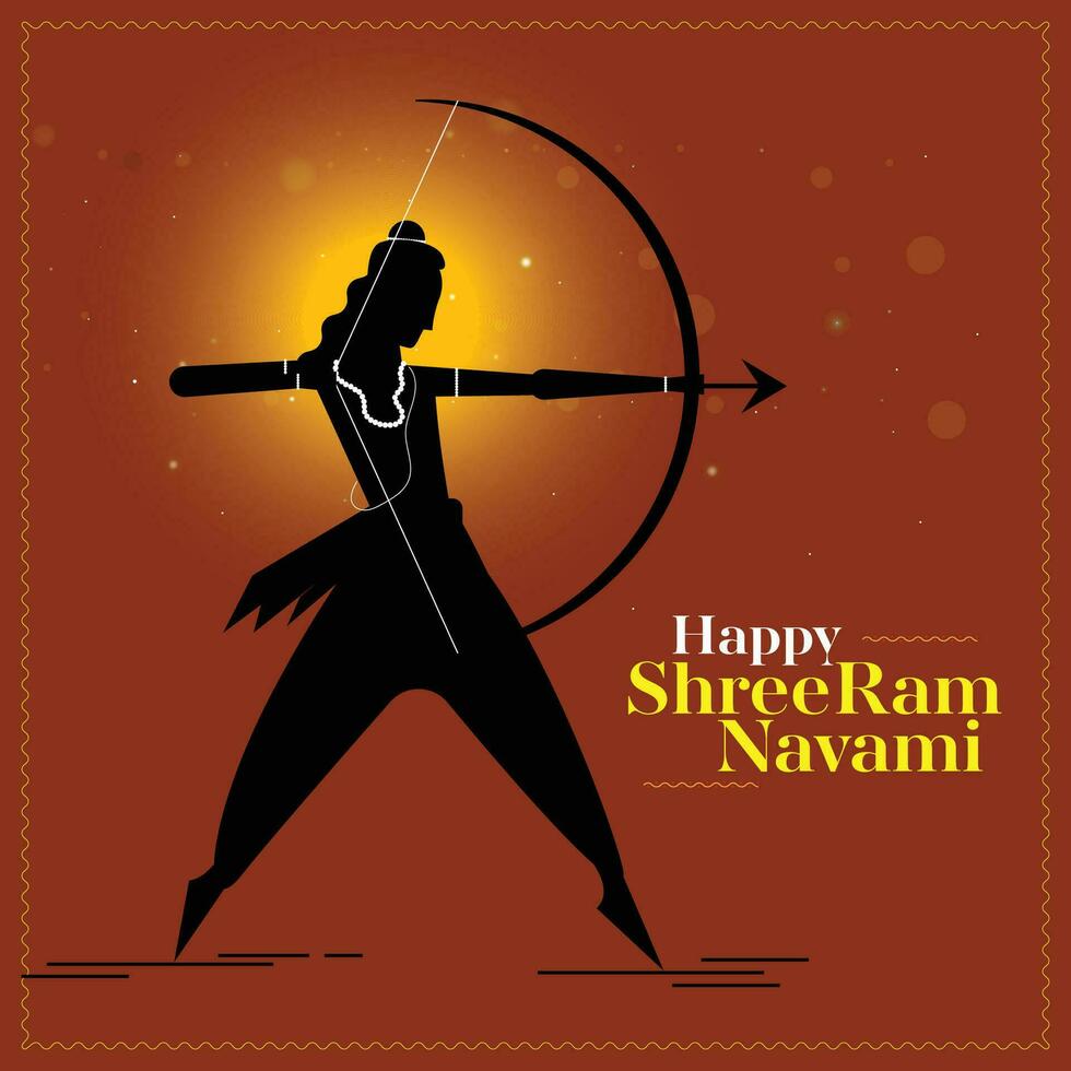 Vector illustration of Happy Shree Ram Navami. lord rama with bow and arrow
