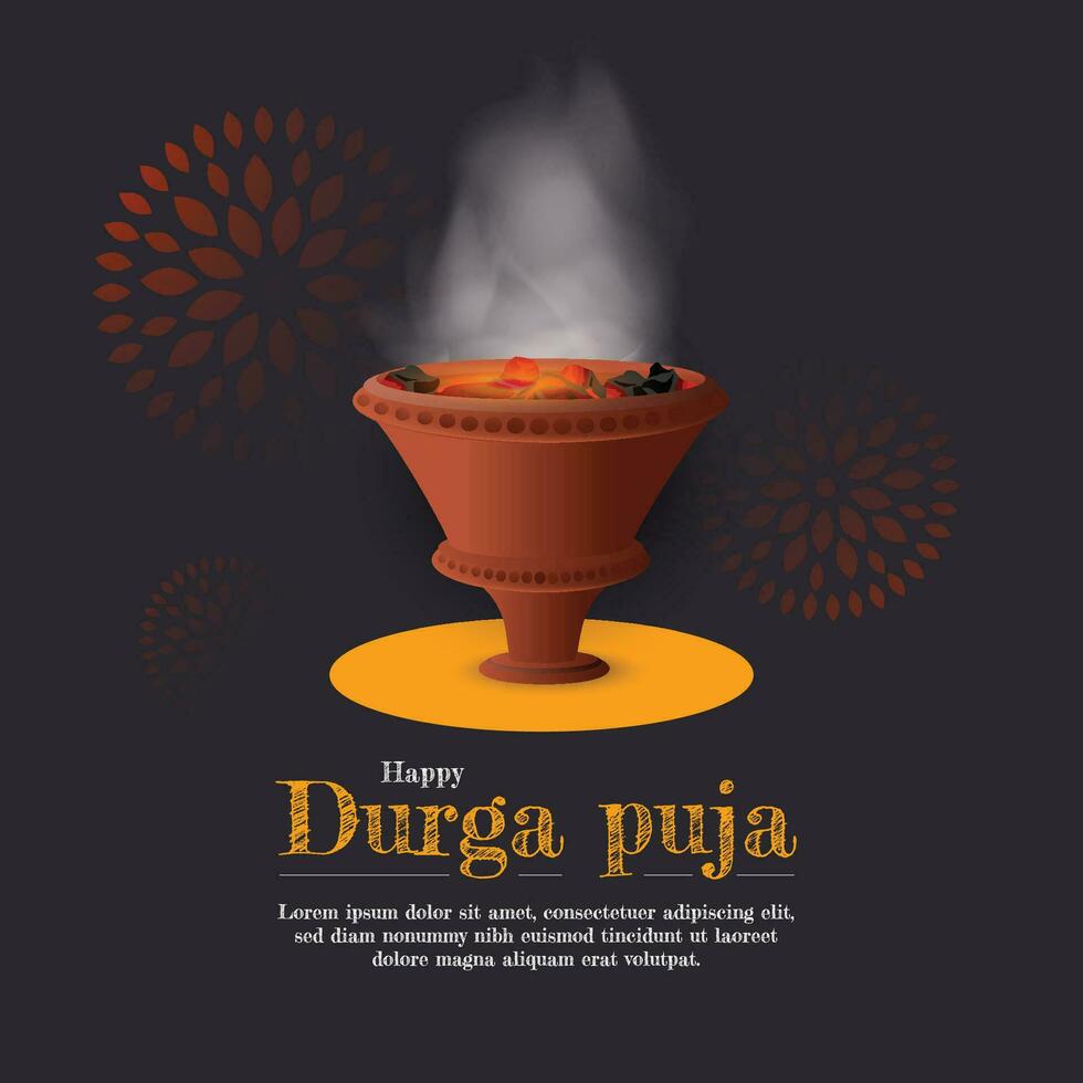Vector illustration of dhunuchi in Happy Dussehra Navratri background