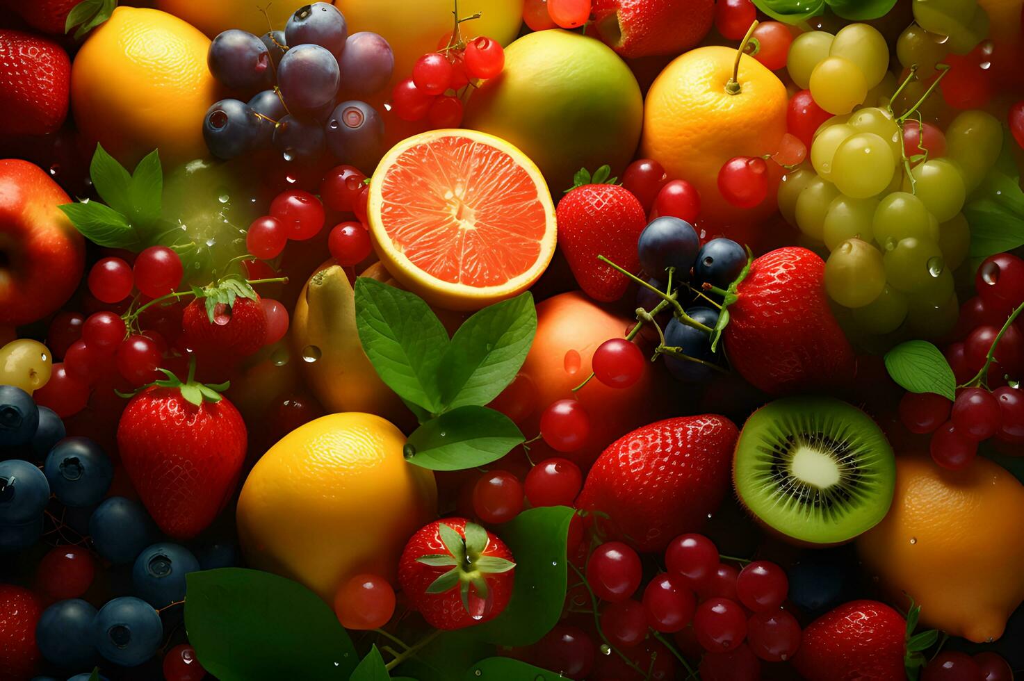 Collection of healthy and freshly fruit photo