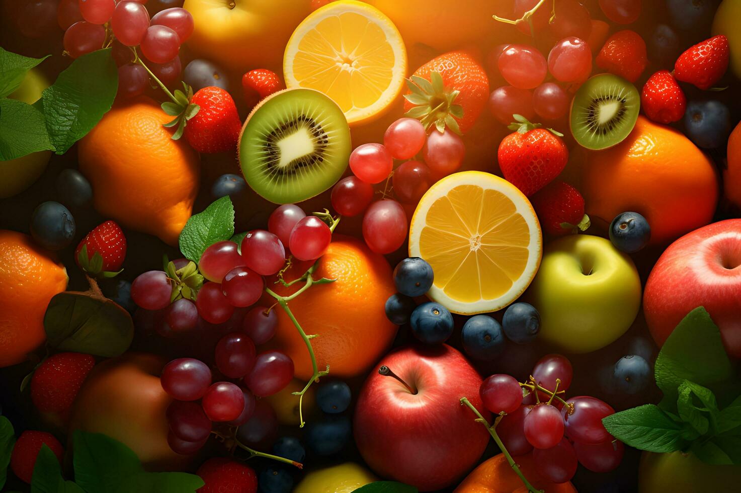 Collection of healthy and freshly fruit photo