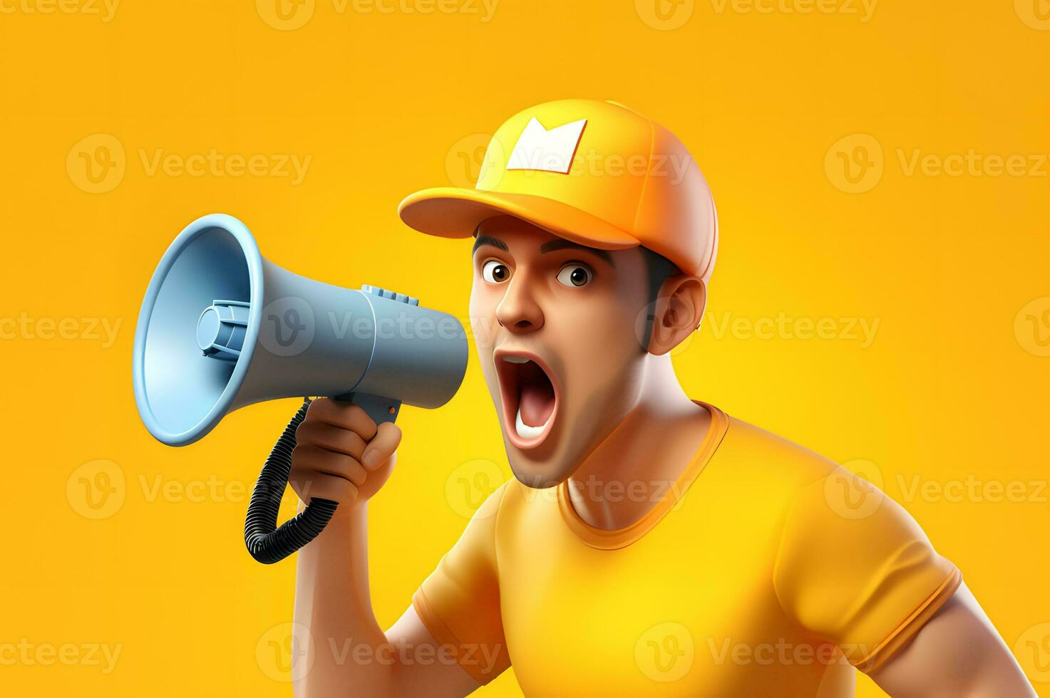 3d cartoon character with a megaphone photo