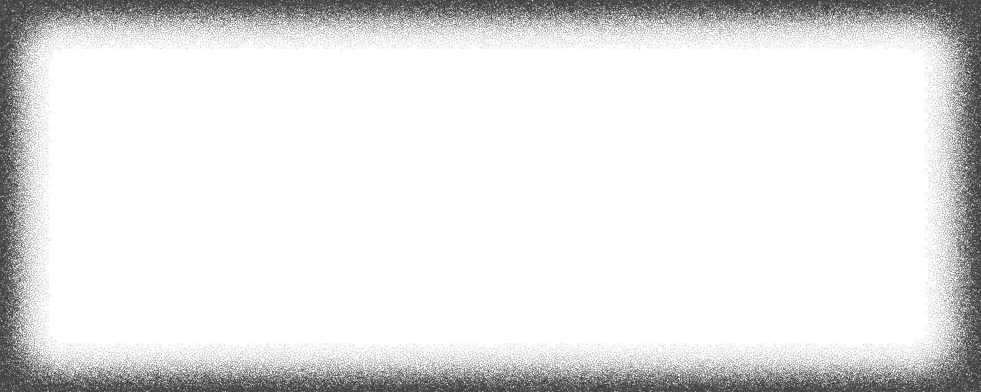 Grunge dotted gradient frame. Noisy border with sand texture. Fade stipple background. Abstract halftone gradation. Vector illustration