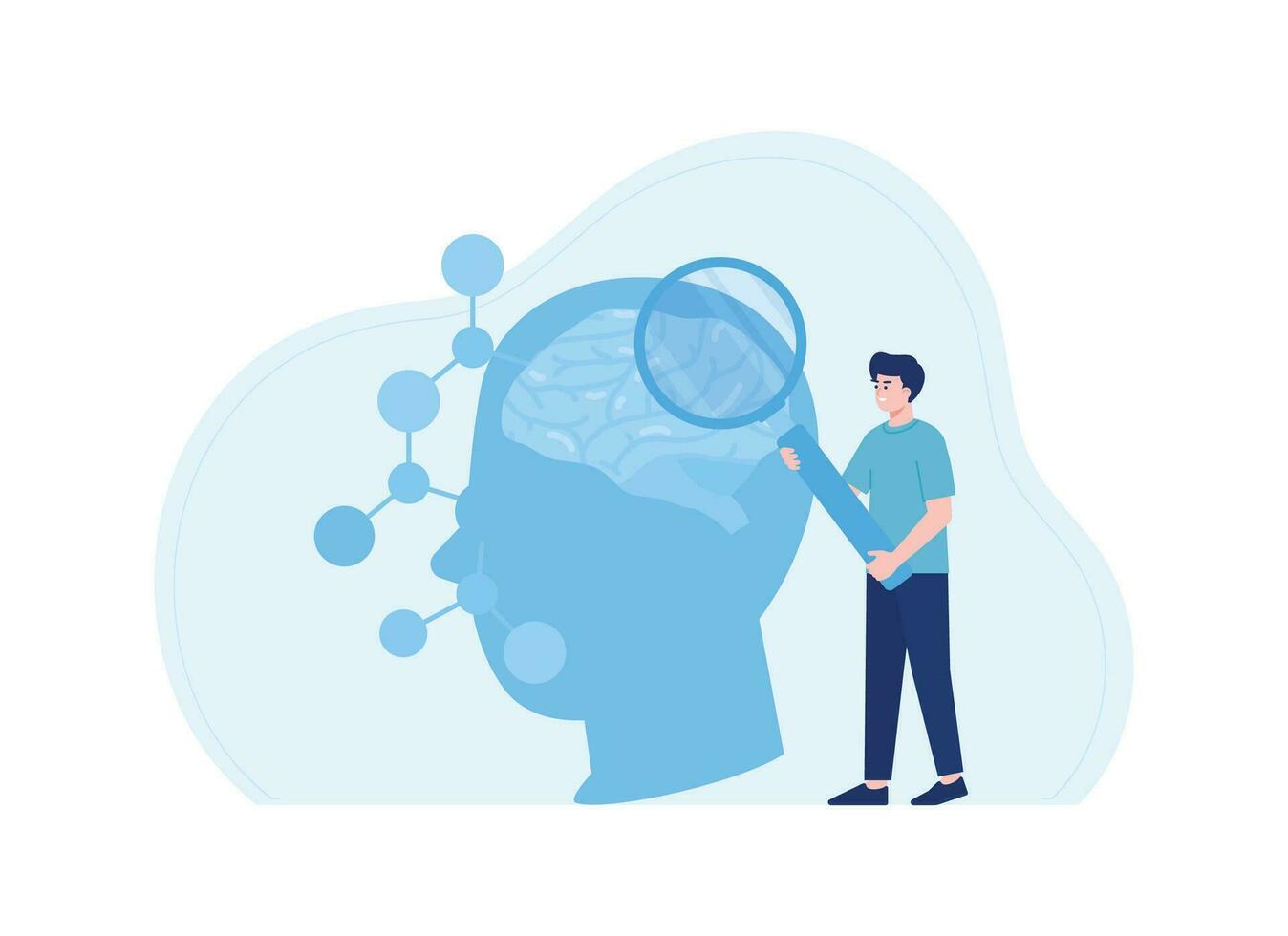 looking for parts of the brain concept flat illustration vector