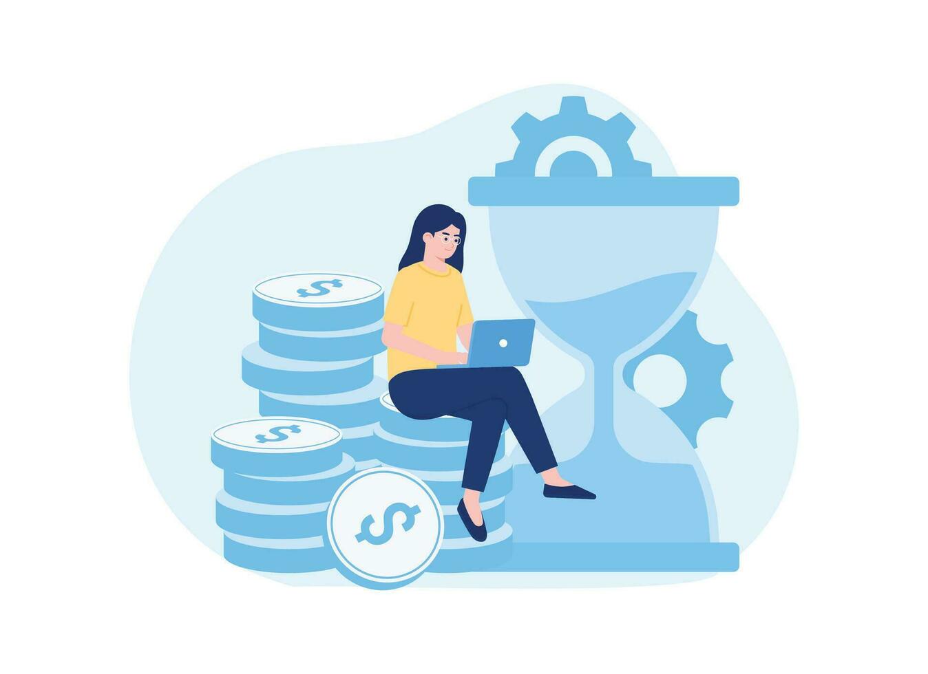 Time is money concept flat illustration vector