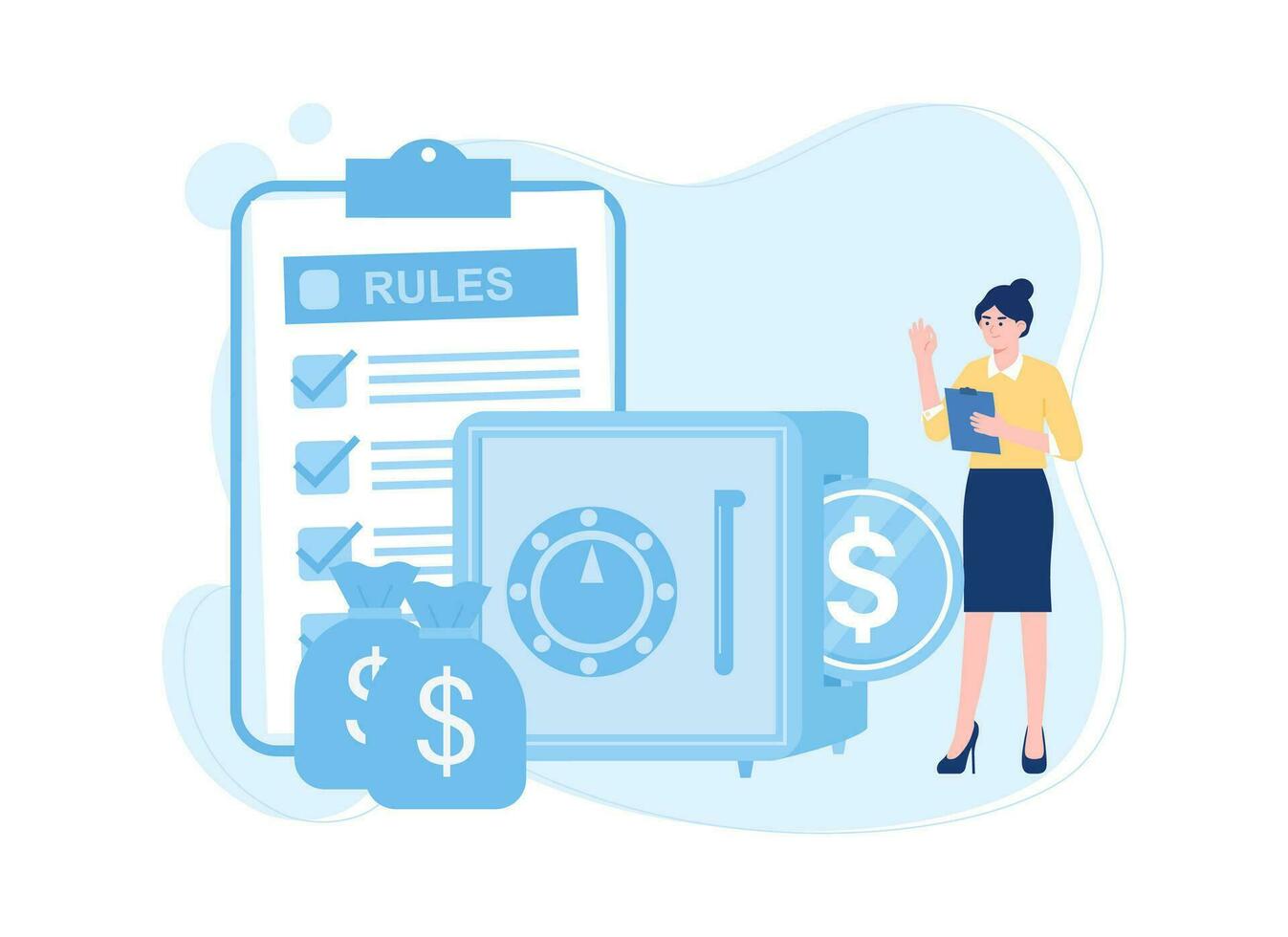 Schedule of cash withdrawals at the bank concept flat illustration vector