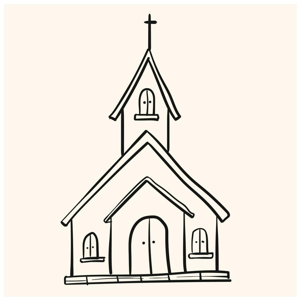 Church Doodle vector icon. Drawing sketch illustration hand drawn cartoon line.