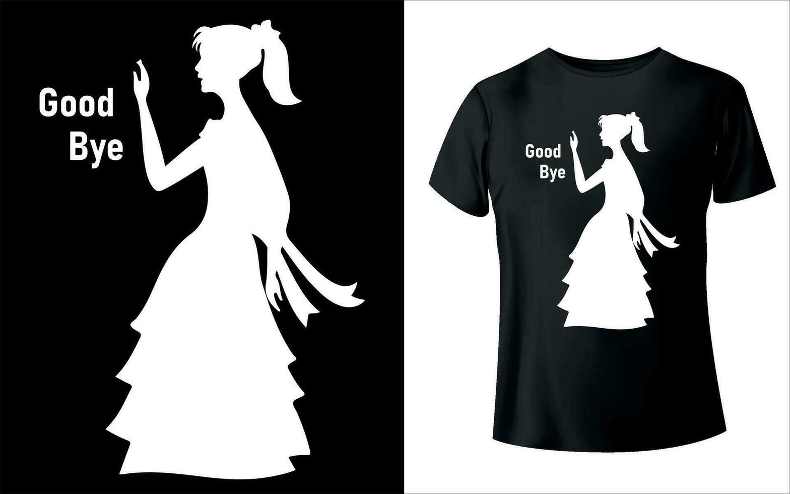 Good bye t shirt design with girl vector