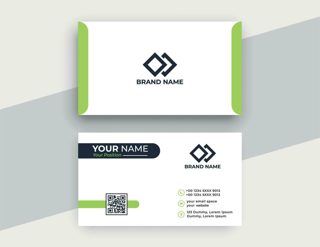 Business card design, trendy template modern corporate branding style vector Illustration. Creative Two sides with abstract logo on clean background.