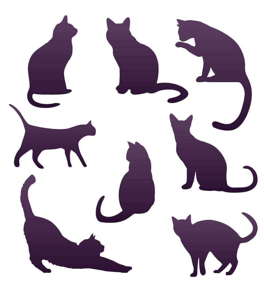 Set of silhouettes of cats vector