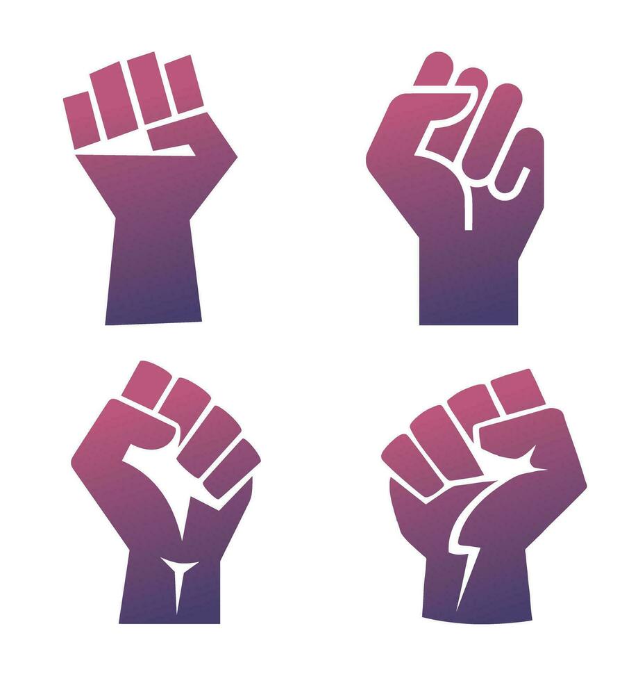 The fist is raised up. Sign of protest or appeal vector