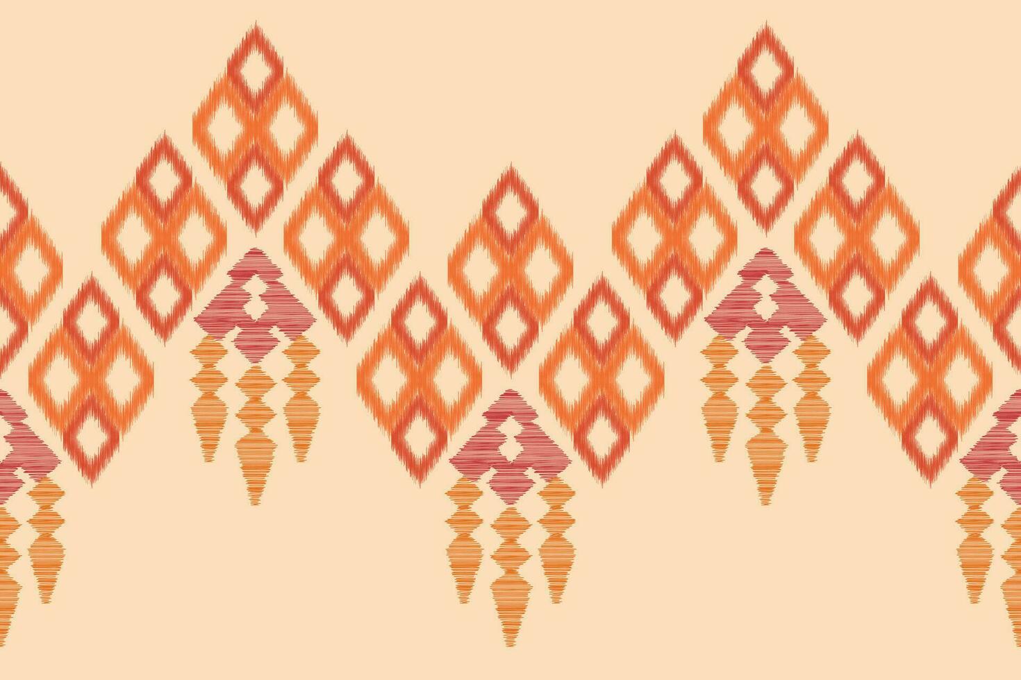 Ethnic Ikat fabric pattern geometric style.African Ikat embroidery Ethnic oriental pattern brown cream background. Abstract,vector,illustration.Texture,clothing,frame,decoration,carpet,motif. vector