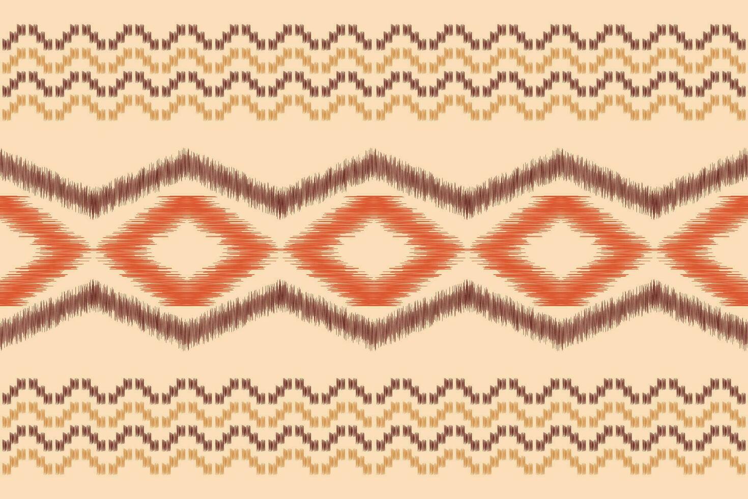 Ethnic Ikat fabric pattern geometric style.African Ikat embroidery Ethnic oriental pattern brown cream background. Abstract,vector,illustration.Texture,clothing,frame,decoration,carpet,motif. vector