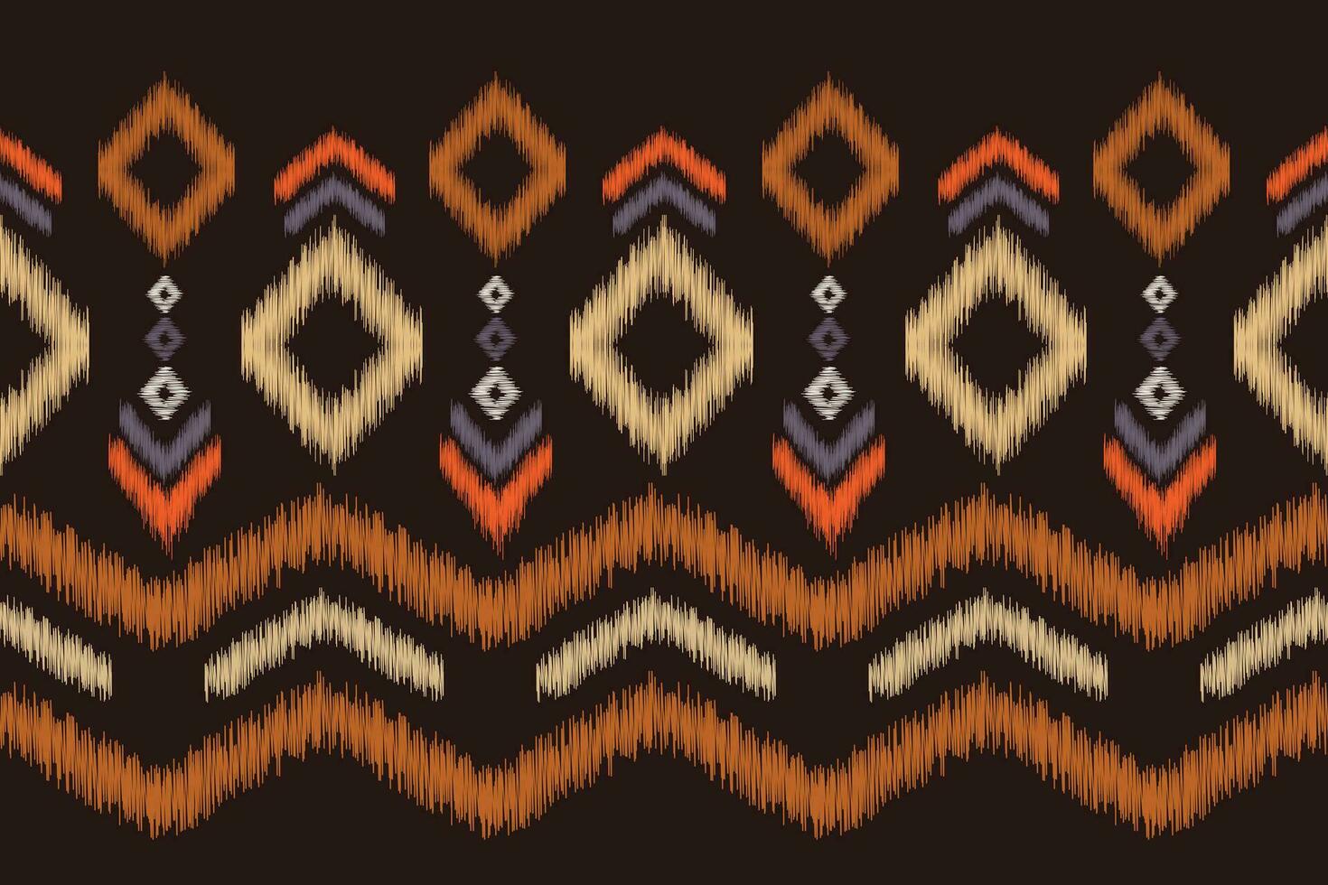 Ethnic Ikat fabric pattern geometric style.African Ikat embroidery brown Ethnic oriental pattern brown background. Abstract,vector,illustration.Texture,wallpaper,frame,decoration,carpet,motif. vector