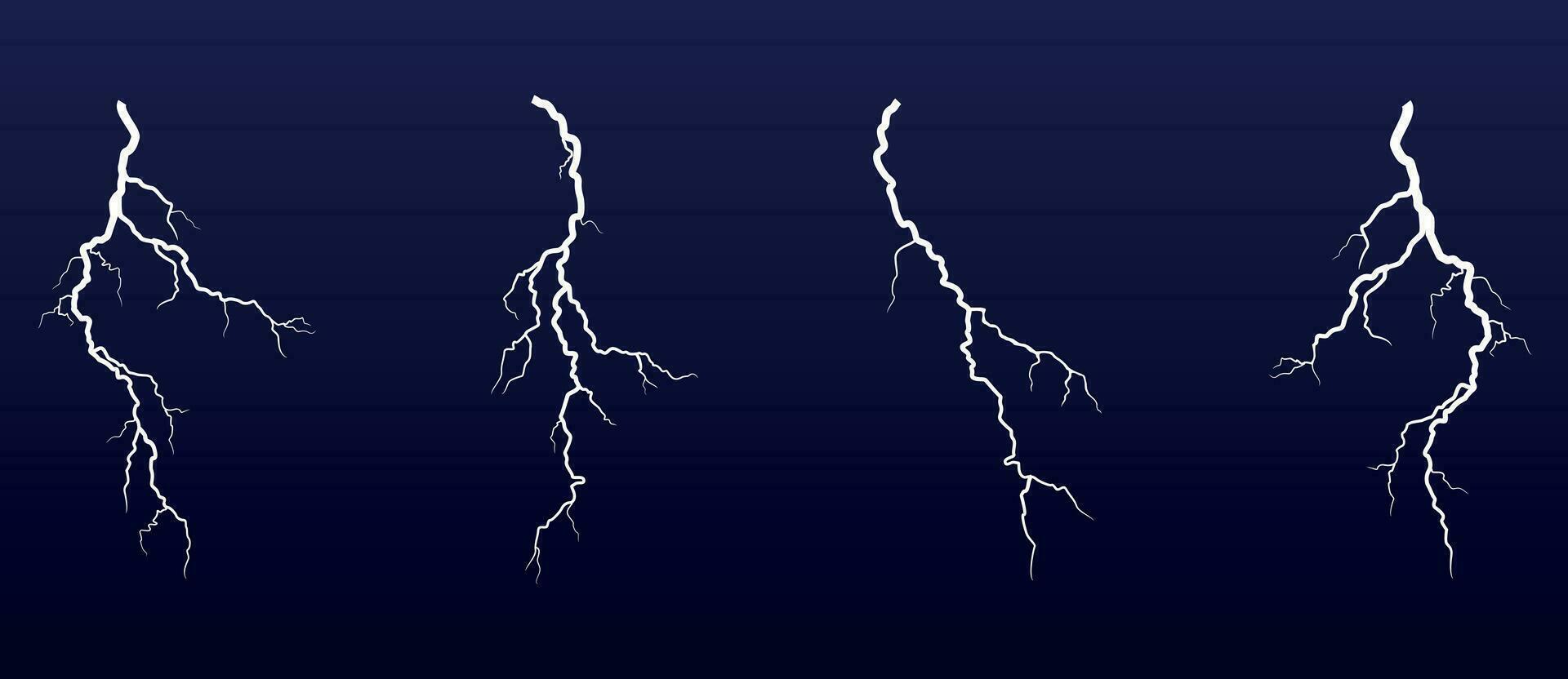 A set of four storm lightning bolts vector