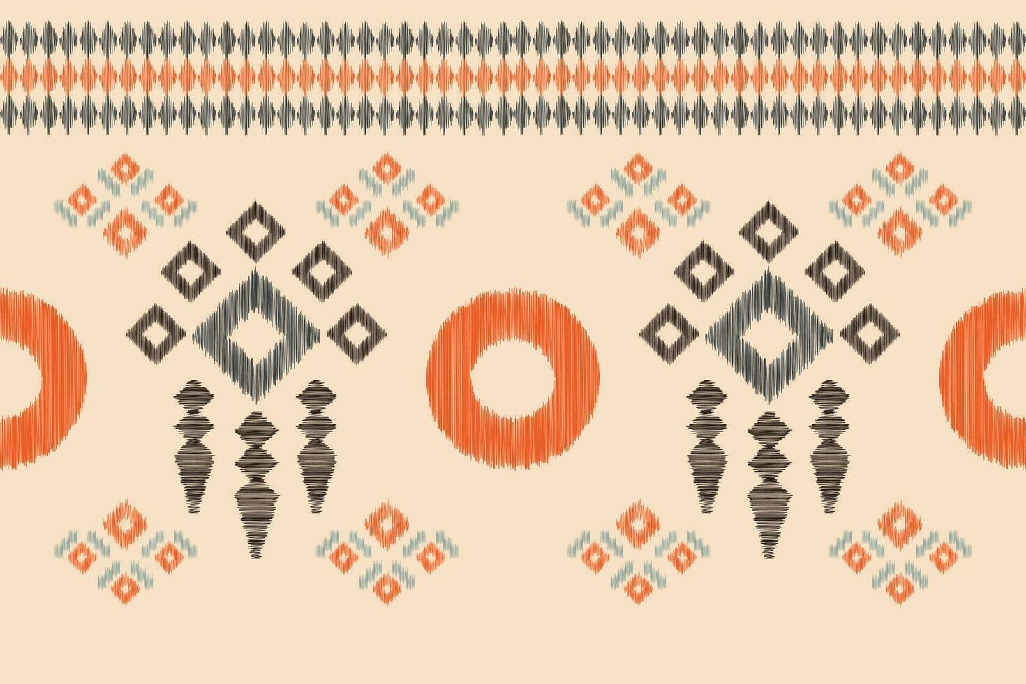 Ethnic Ikat fabric pattern geometric style.African Ikat embroidery Ethnic oriental pattern brown cream background. Abstract,vector,illustration.Texture,clothing,frame,decoration,carpet,motif. vector