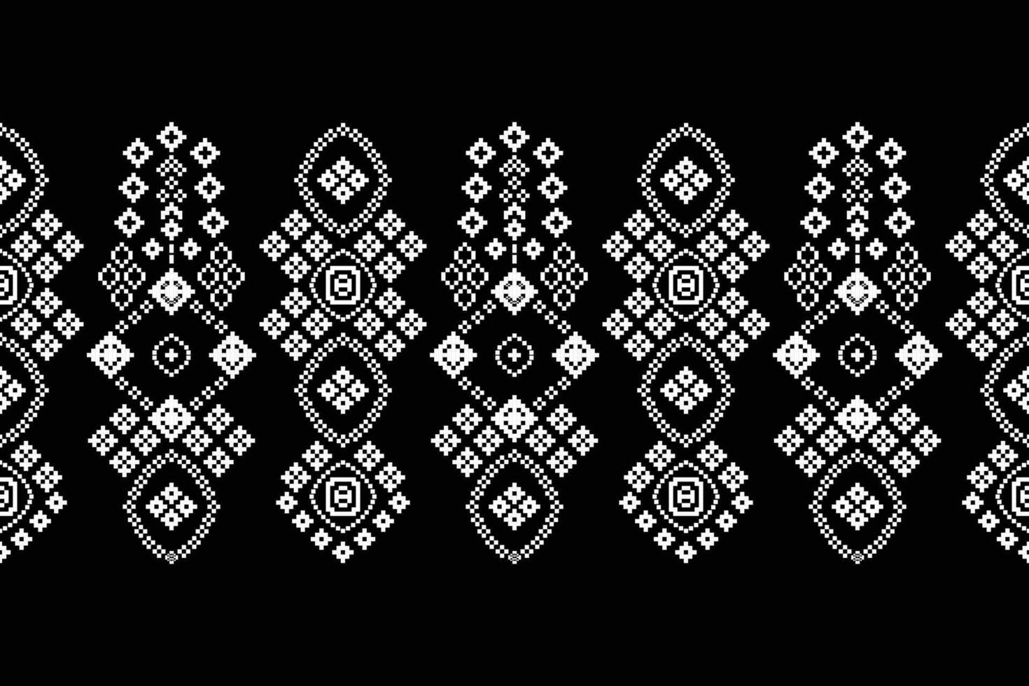 Ethnic geometric fabric pattern Cross Stitch.Ikat embroidery Ethnic oriental Pixel pattern black background. Abstract,vector,illustration. Texture,clothing,frame,decoration,motifs,silk wallpaper. vector
