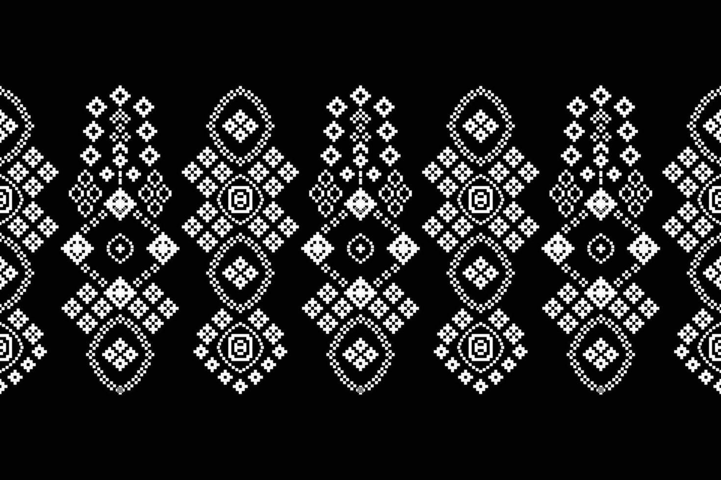 Ethnic geometric fabric pattern Cross Stitch.Ikat embroidery Ethnic oriental Pixel pattern black background. Abstract,vector,illustration. Texture,clothing,frame,decoration,motifs,silk wallpaper. vector