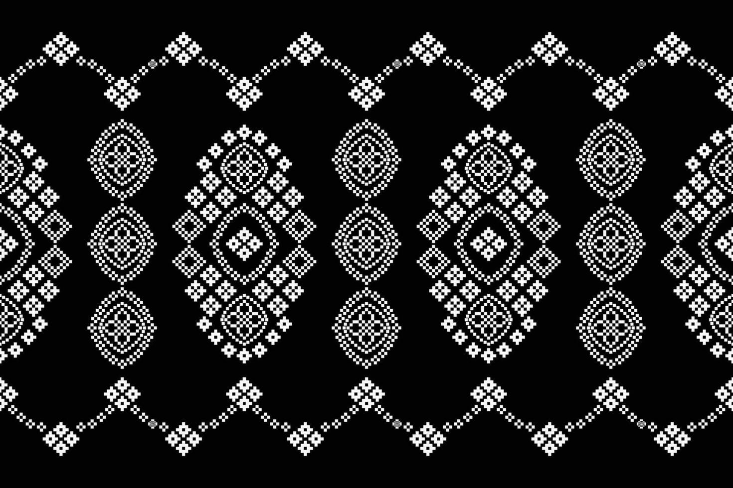Ethnic geometric fabric pattern Cross Stitch.Ikat embroidery Ethnic oriental Pixel pattern black background. Abstract,vector,illustration. Texture,clothing,frame,decoration,motifs,silk wallpaper. vector