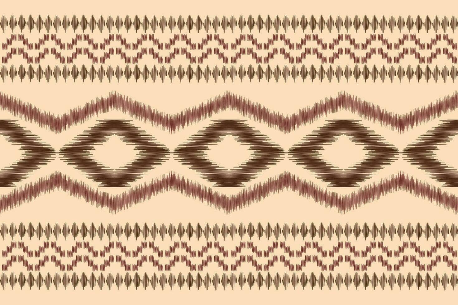 Ethnic Ikat fabric pattern geometric style.African Ikat embroidery Ethnic oriental pattern brown cream background. Abstract,vector,illustration.Texture,clothing,frame,decoration,carpet,motif. vector