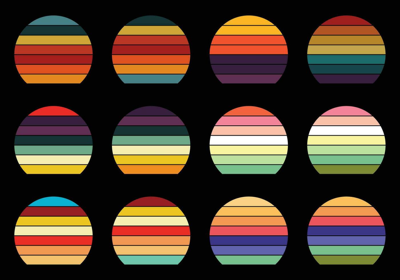 Retro vintage circle sunset background grunge sun vector element for tshirt design template