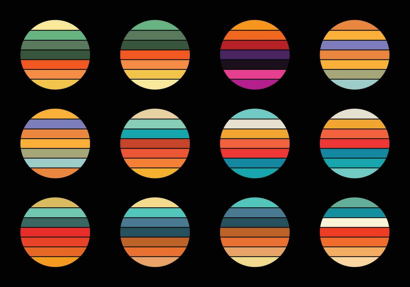 Retro vintage circle sunset background grunge sun vector element for tshirt design template