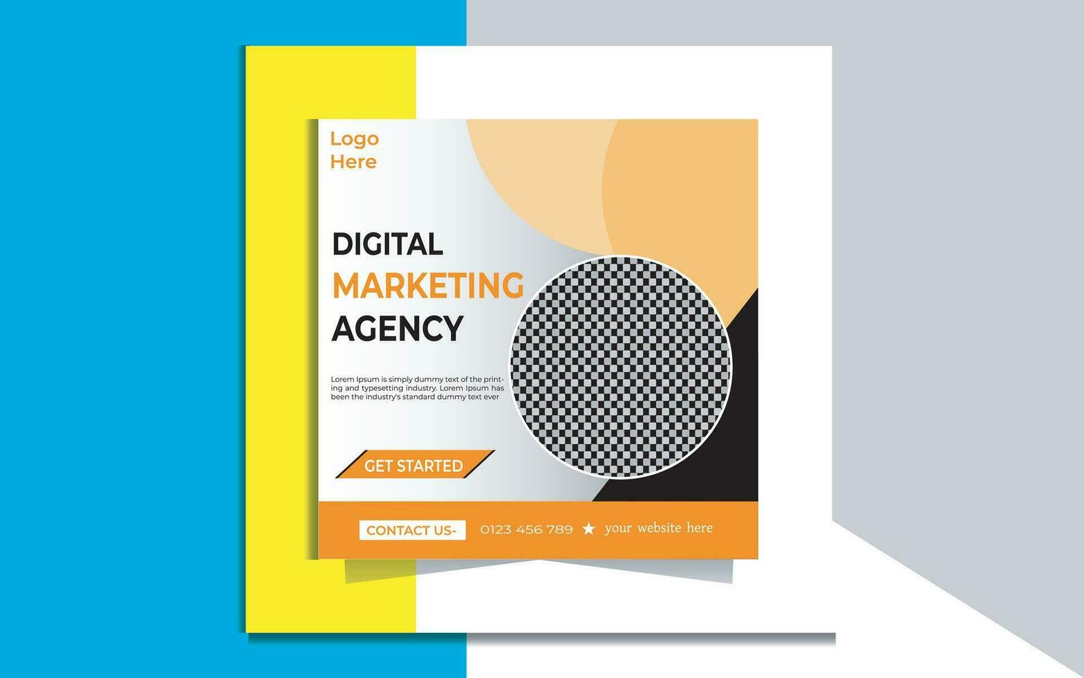 Digital marketing agency post design, social media post template vector