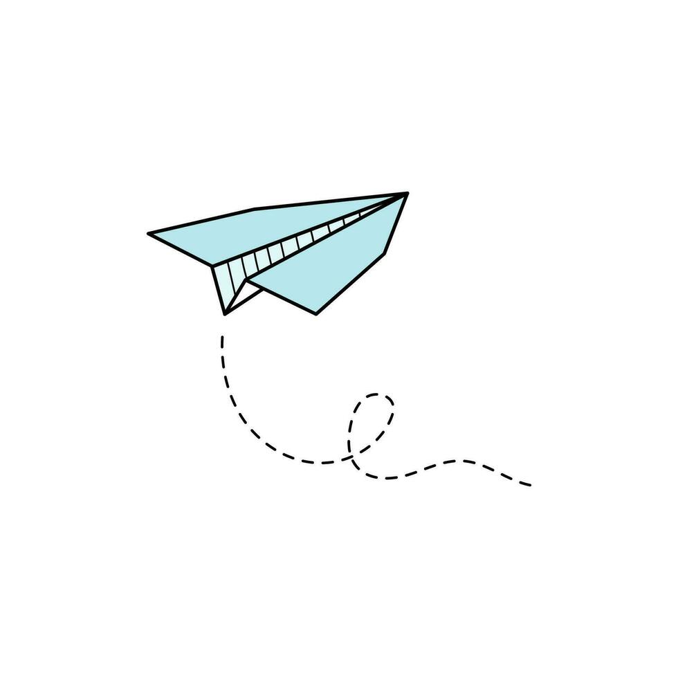 Paper airplane vector icon. Doodle outline