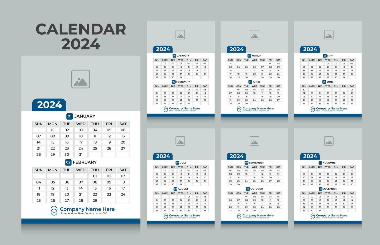 Vector wall calendar 2024