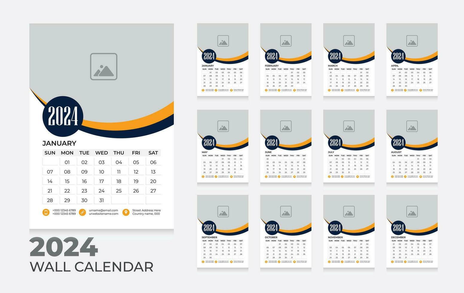 vector pared calendario 2024