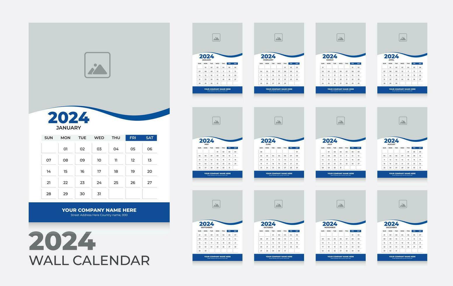 vector pared calendario 2024