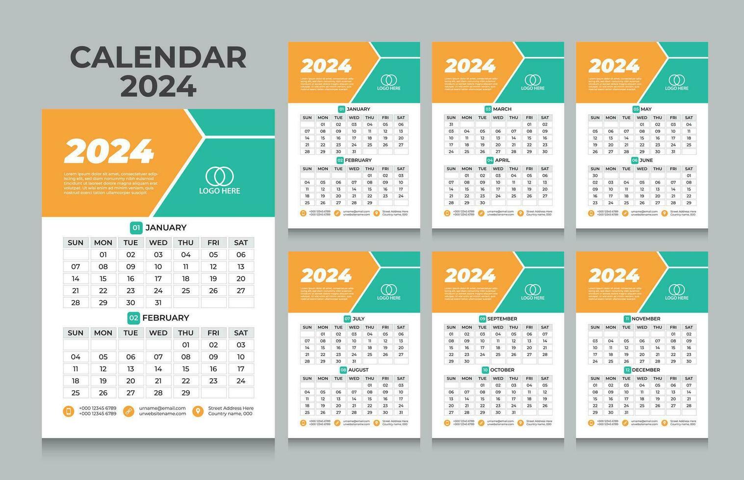 Vector wall calendar 2024