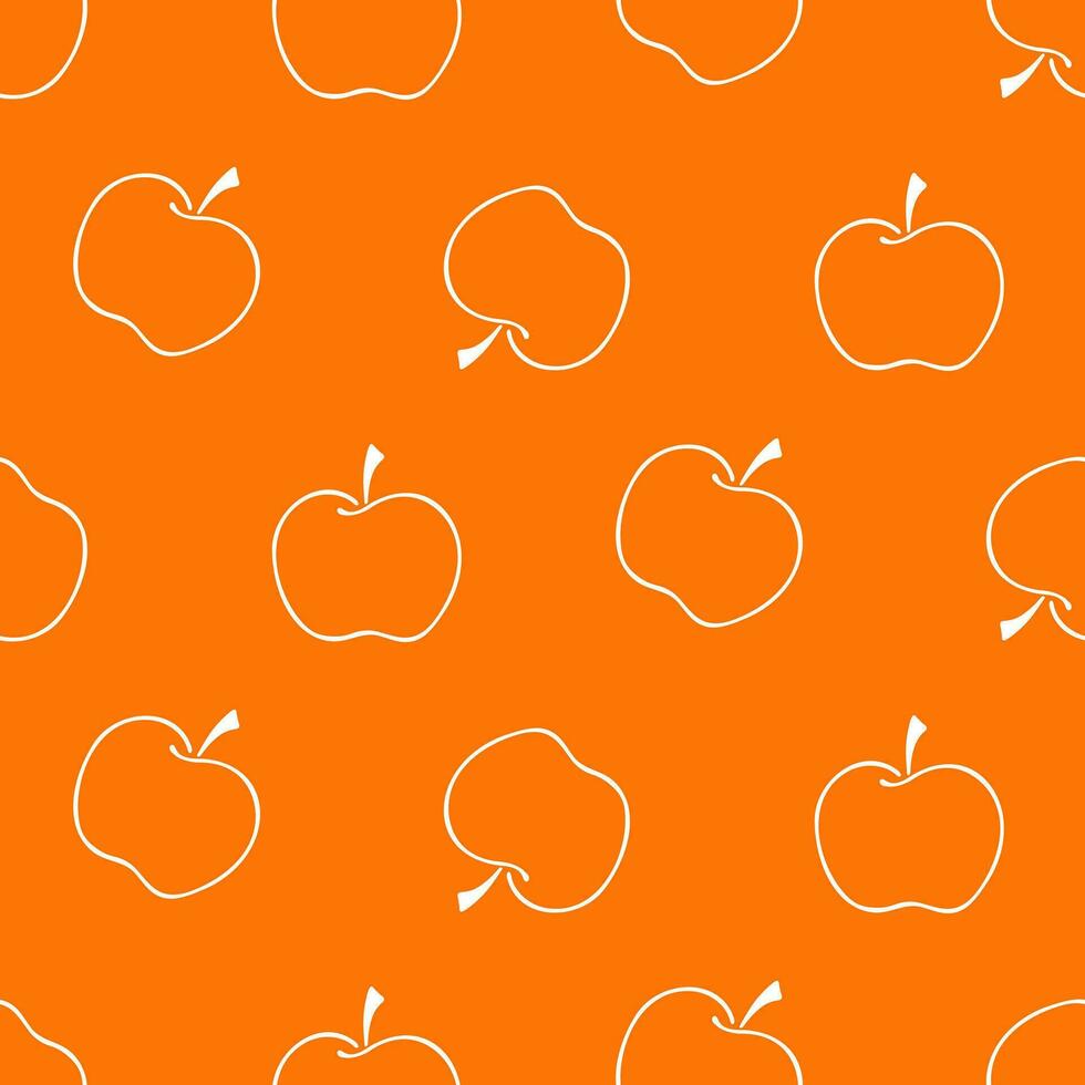 Seamless pattern of doodle apples. Hand drawn background for Autumn harvest holiday, Thanksgiving, Halloween, seasonal, textile, scrapbooking, paper crafts. vector