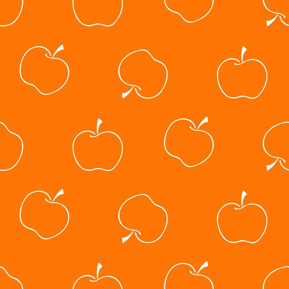 Seamless pattern of doodle apples. Hand drawn background for Autumn harvest holiday, Thanksgiving, Halloween, seasonal, textile, scrapbooking, paper crafts. vector