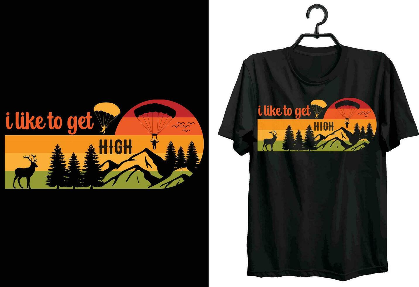 I Like To Get High. Sky Diving T-shirt Design. Funny Gift Item Sky Diving T-shirt Design For Sky Diving Lovers. vector