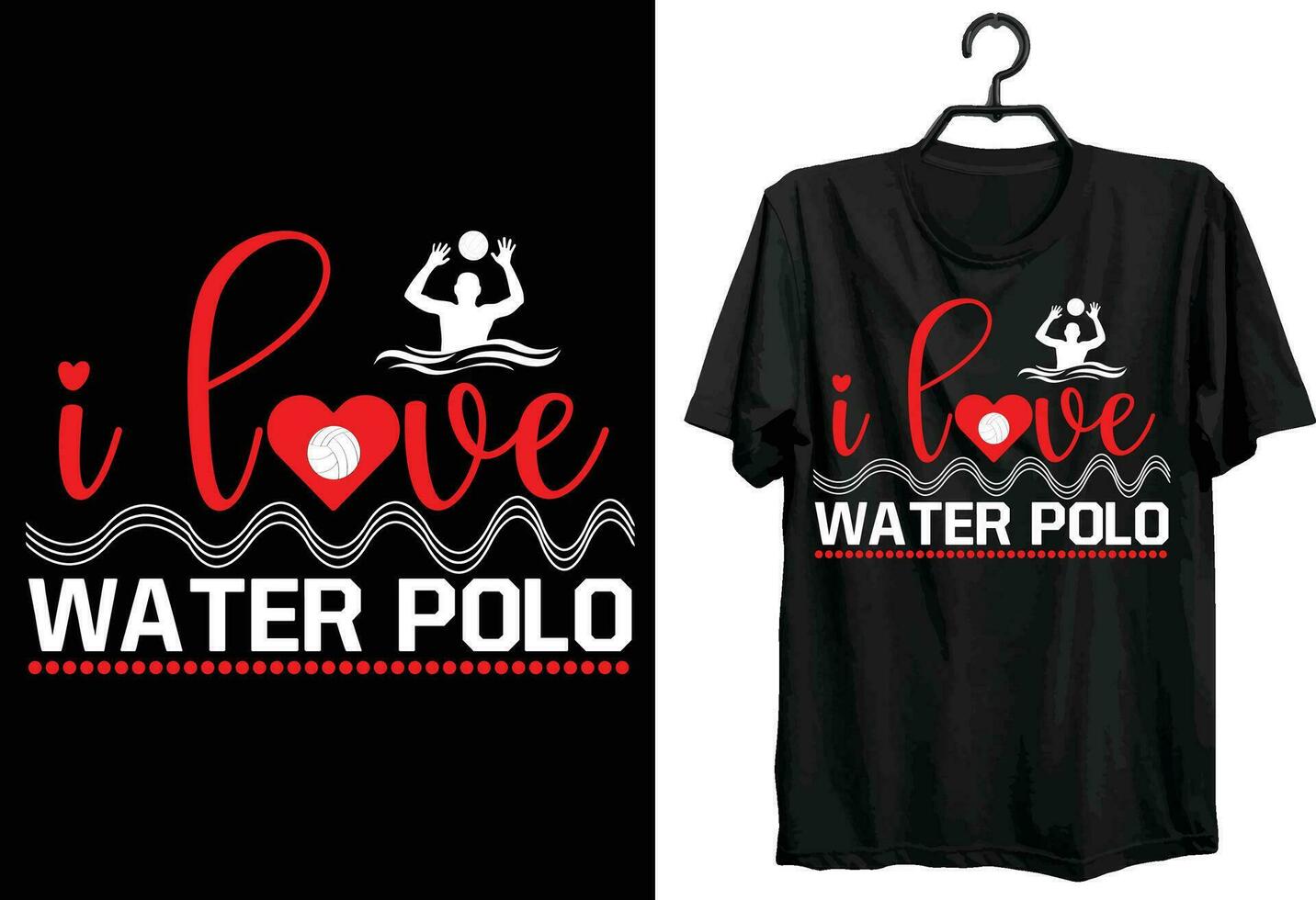 I Love Water Polo. Water Polo T-shirt Design. Funny Gift Item Water Polo T-shirt Design For Water Polo Players. vector