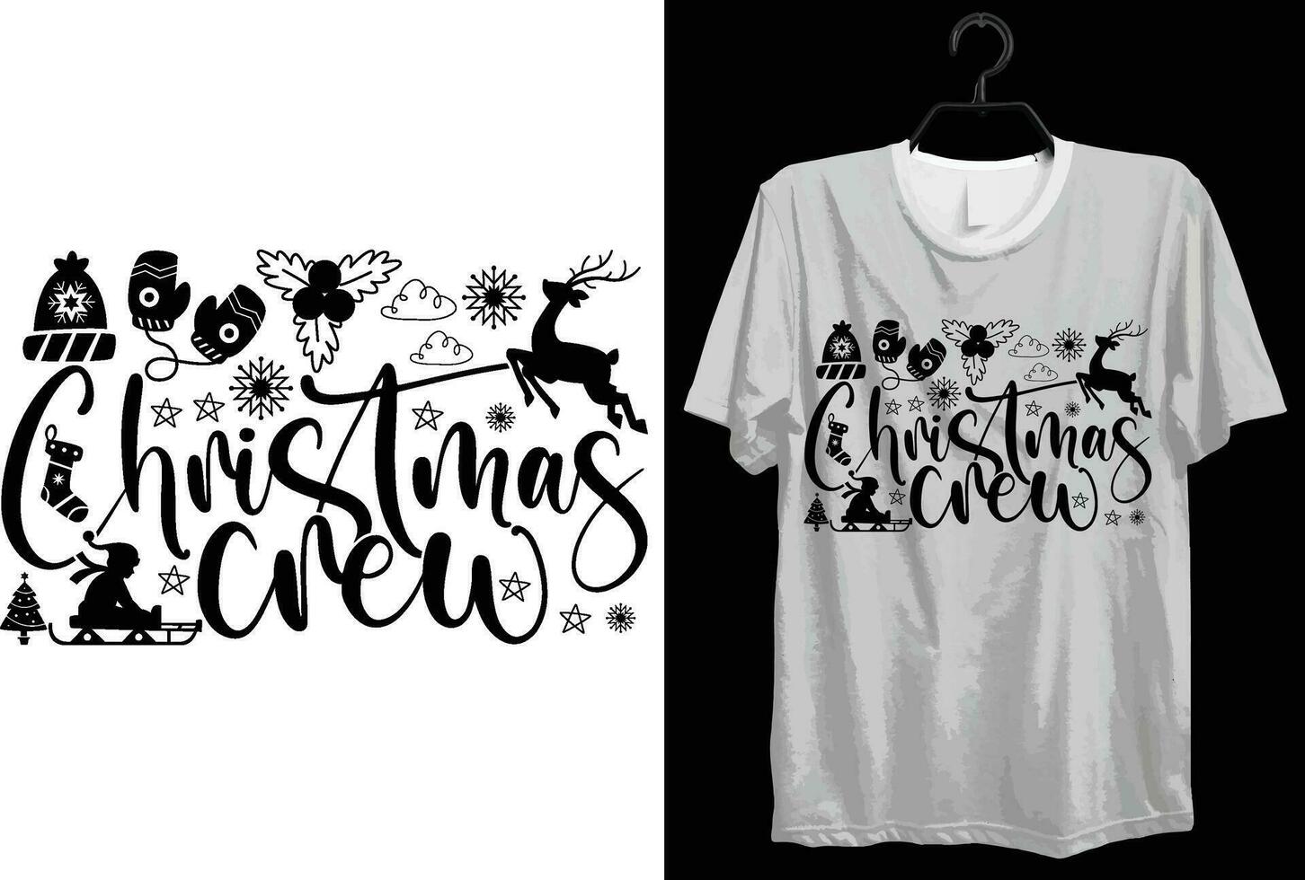 Christmas Crew. Funny Gift Item Merry Christmas T-shirt Design For Christmas Lovers. vector