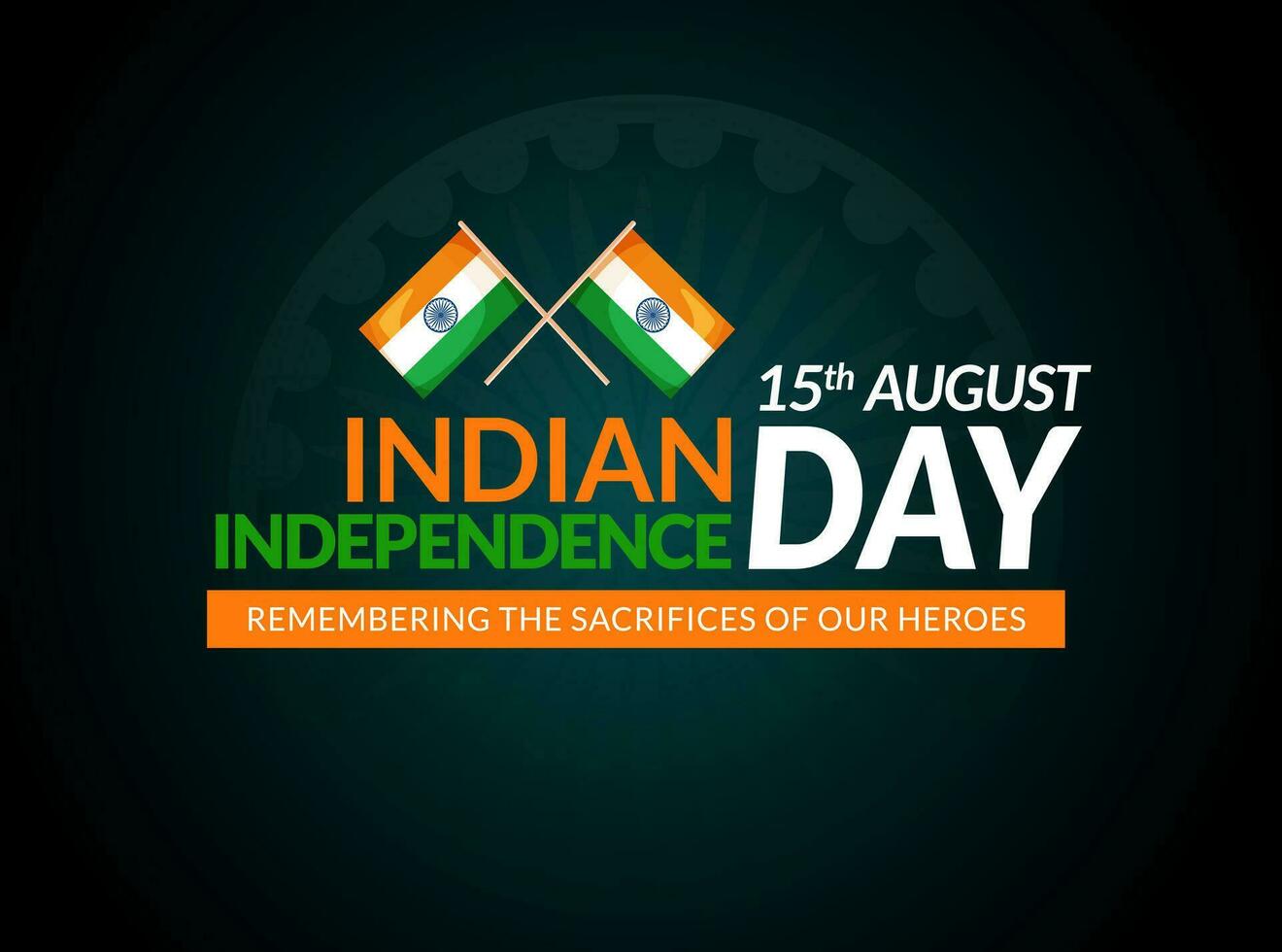15 August - hand lettering design for Indian Independence Day. Creative calligraphy vector illustration for banner, poster, tshirt, card.