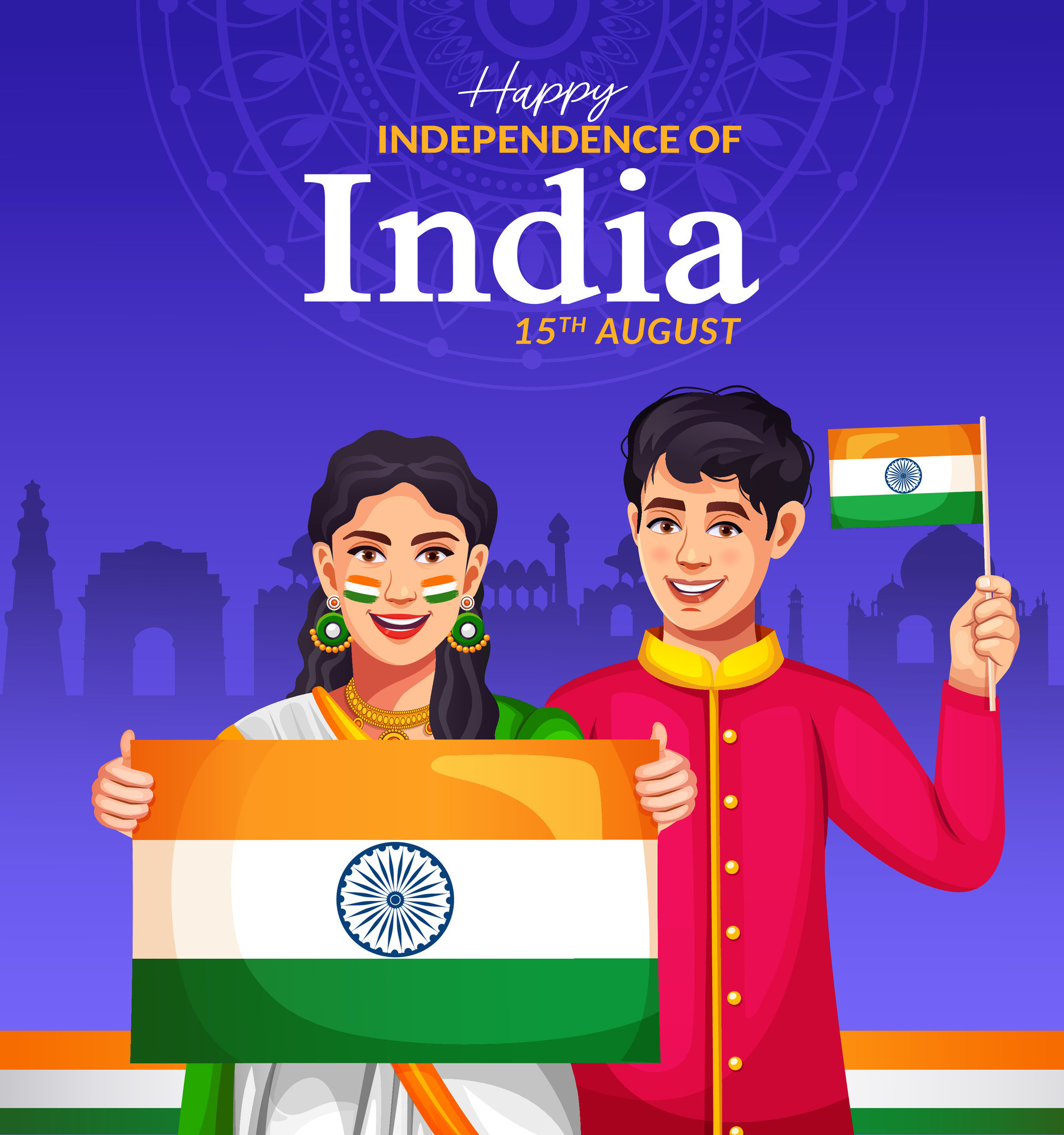 Stock vector illustration of 15th August India Happy Independence