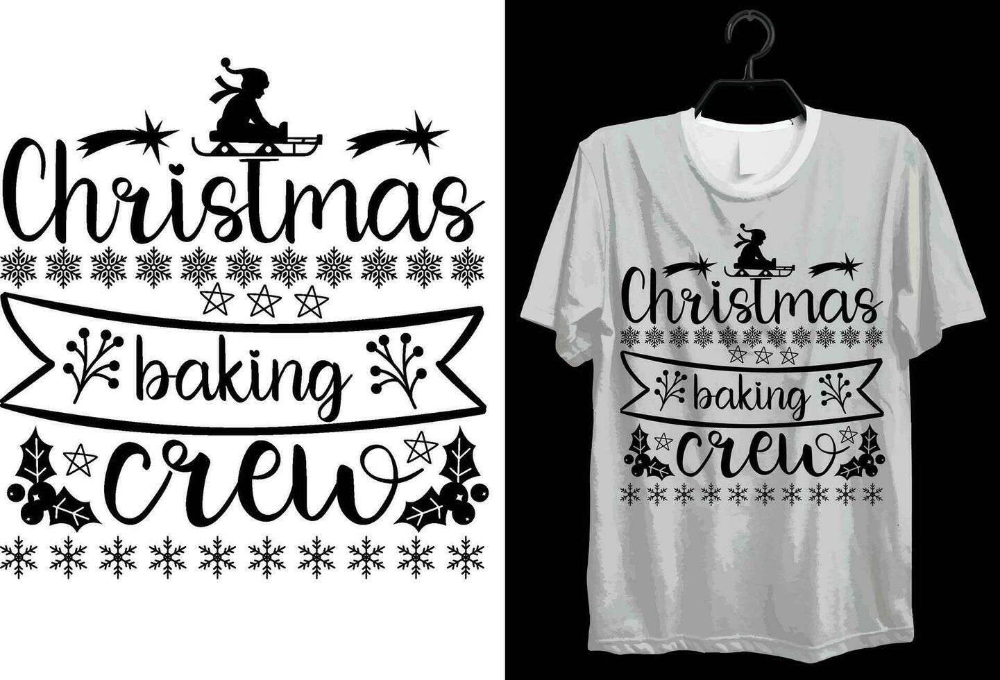 Christmas Baking Crew. Funny Gift Item Merry Christmas T-shirt Design For Christmas Lovers. vector