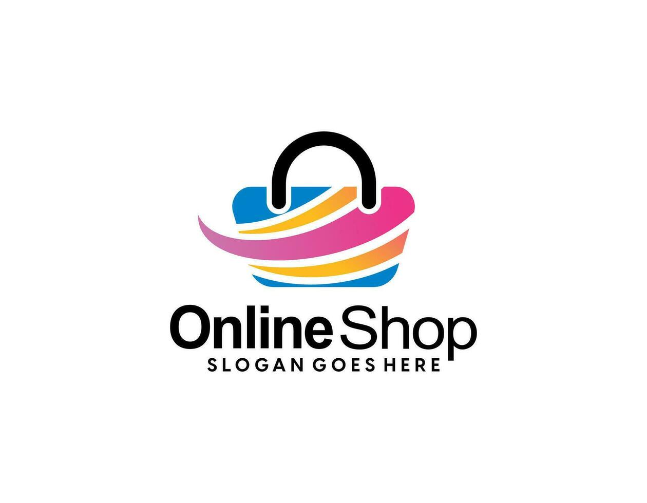 shop logo with bag icon for e commerce and store logo vector