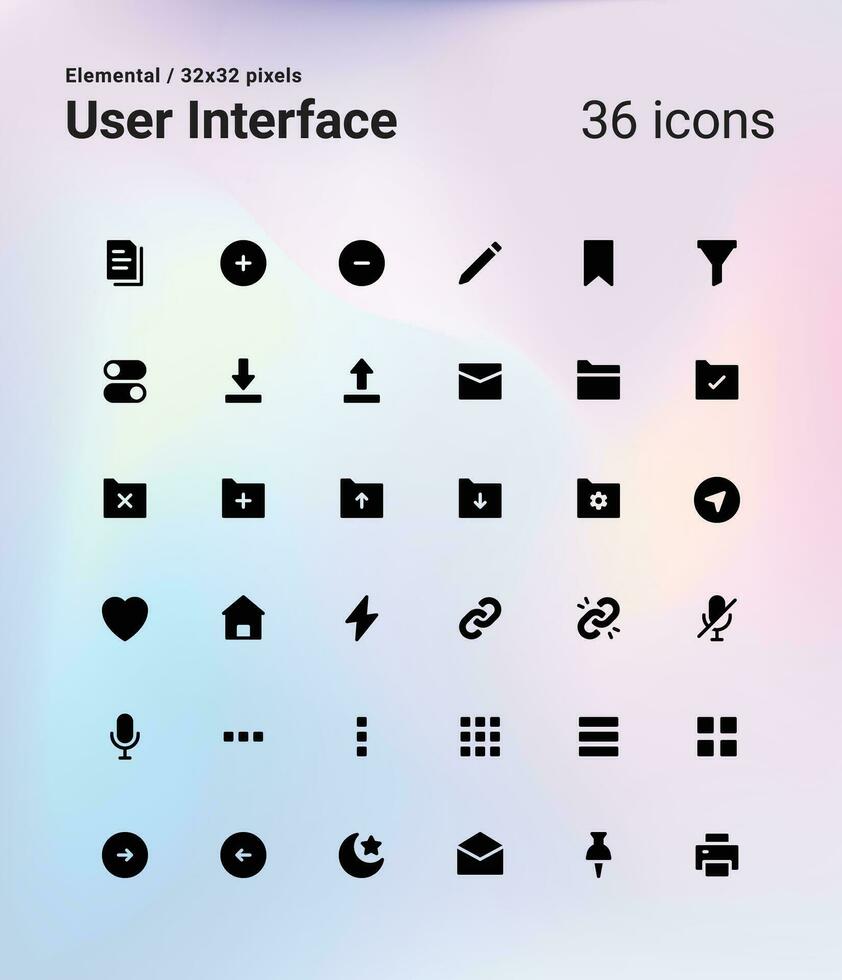 sólido usuario interfaz icono paquete vector