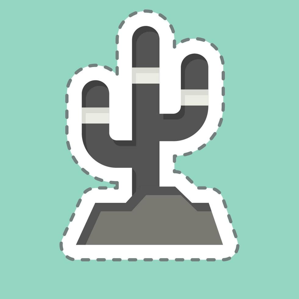 Sticker line cut Cactus. related to American Indigenous symbol. simple design editable. simple illustration vector