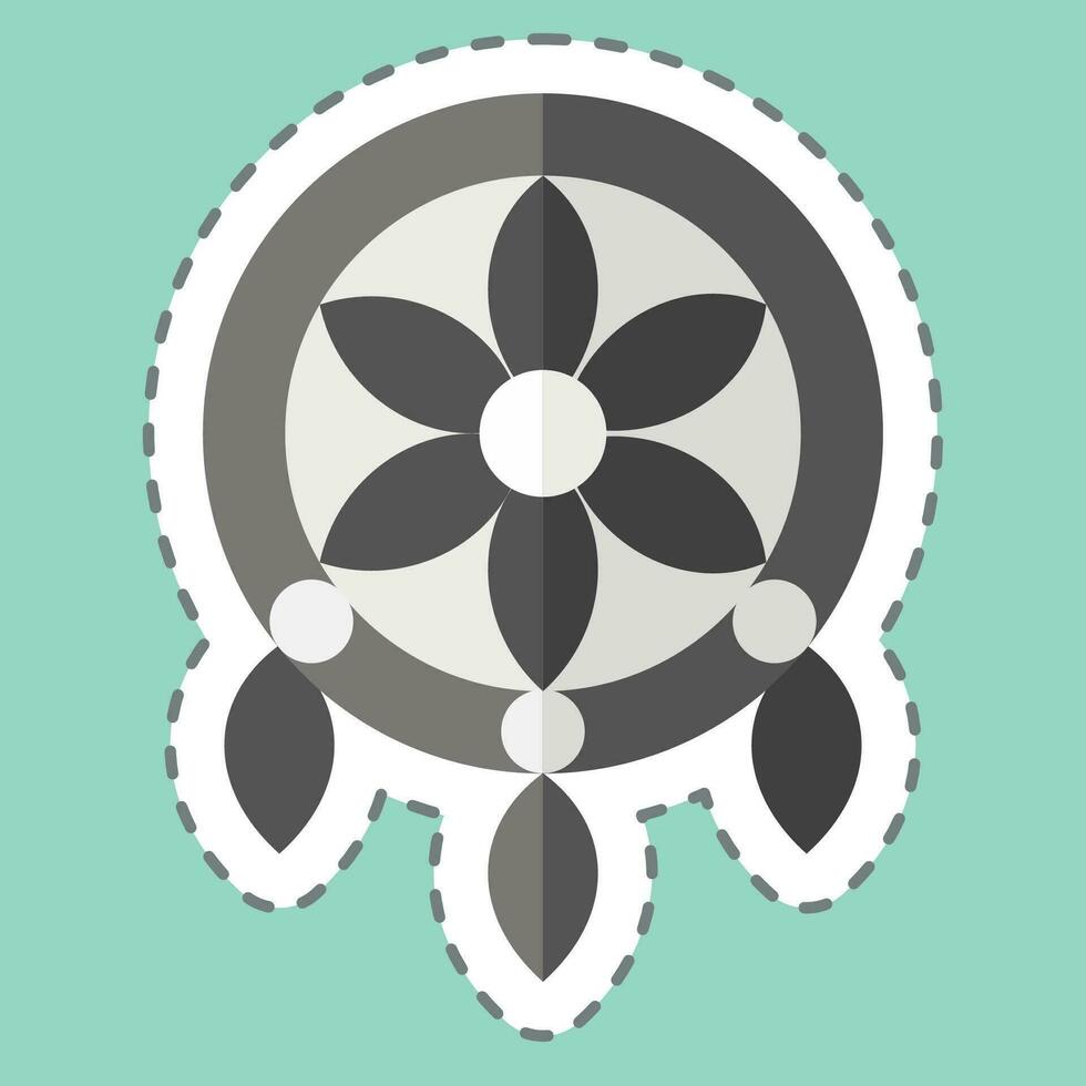 Sticker line cut Dreamcatcher. related to American Indigenous symbol. simple design editable. simple illustration vector