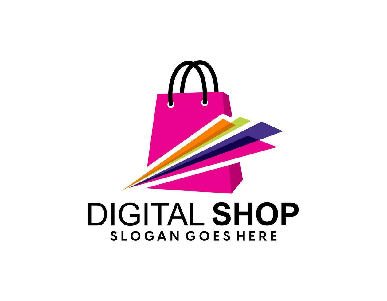 shop logo with bag icon for e commerce and store logo vector