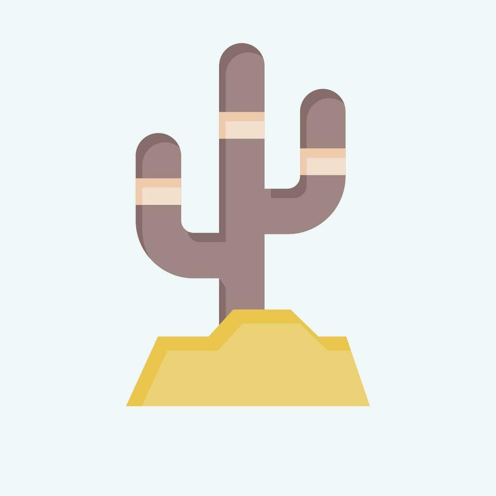 Icon Cactus. related to American Indigenous symbol. flat style. simple design editable. simple illustration vector
